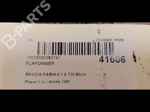Interior roof light SKODA FABIA II (542) 1.4 TDI | BP9614409I8