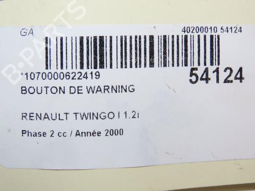 Warning switch RENAULT TWINGO I (C06_) 1.2 (C066, C068) | BP28967795I22 