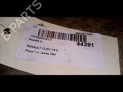 Used Right headlight RENAULT CLIO I (B/C57_, 5/357_) 1.9 D (B/C/S576, B/C/S57L) (64 hp) 9729731