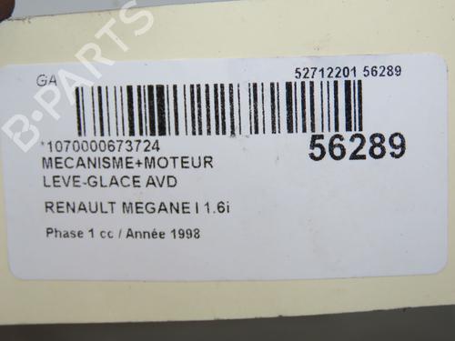 Used Front right window mechanism RENAULT MEGANE I Coach (DA0/1_) 1.6 e (DA0F) (90 hp) 31155123