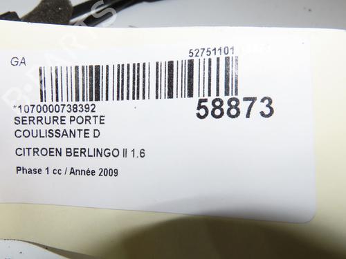 Højre bagtil lås CITROËN BERLINGO MULTISPACE (B9) 1.6 HDi 90 | BP38449303C99 - Image 5