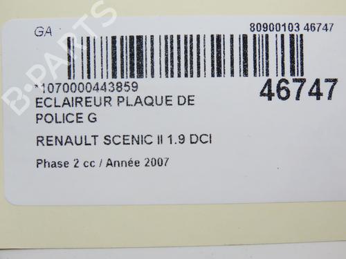 Used Licence plate light Licence plate light RENAULT SCÉNIC II (JM0/1_) 1.9 dCi (JM14) (131 hp) 19528941 19528941