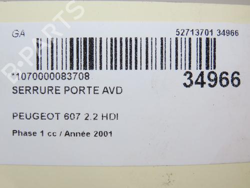 Front right lock PEUGEOT 607 (9D, 9U) 2.2 HDi | BP24361082C97