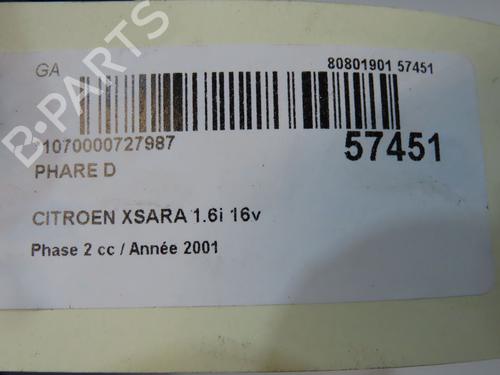 Højre forlygte Højre forlygte CITROËN XSARA (N1) 1.6 16V (109 hp) 36427340 36427340