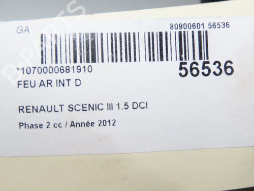 Feu de coffre droit RENAULT SCÉNIC III (JZ0/1_) 1.5 dCi (110 hp) 31984661
