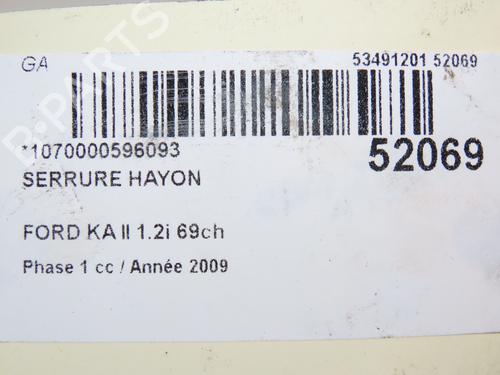 Used Tailgate lock FORD KA (RU8) 1.2 (69 hp) 28832221