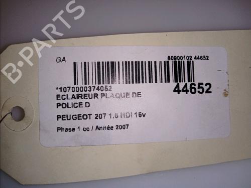 Used Licence plate light PEUGEOT 207 (WA_, WC_) 1.6 HDi (109 hp) 14880631