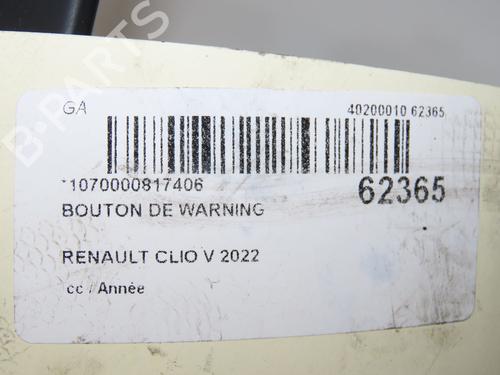 Used Warning switch Warning switch RENAULT CLIO V (B7_) 1.0 TCe 90 (B7MT) (91 hp) 39966850 39966850