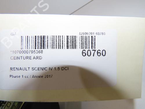 Used Rear right seatbelt Rear right seatbelt RENAULT SCÉNIC IV (J9_) 1.5 dCi 110 (110 hp) 39893884 39893884