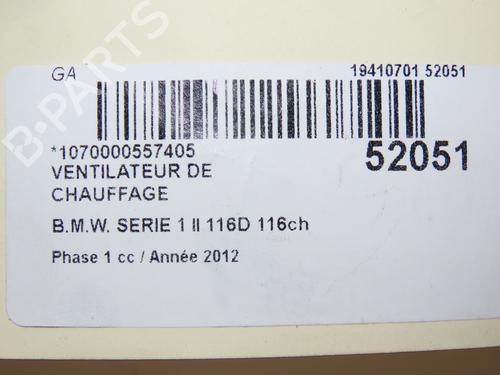 Heater blower motor BMW 1 (F20) 116 d | BP22524588M62 