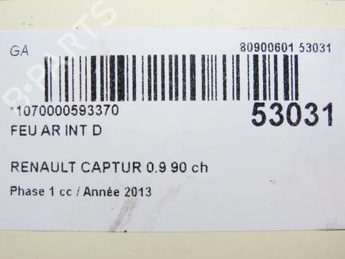 Heckleuchte rechts hinten für RENAULT CAPTUR I (J5_, H5_) 0.9 TCe 90 (90 hp) 28832592