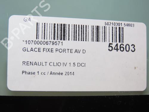 Used Front right door window RENAULT CLIO IV (BH_) 1.5 dCi 90 (90 hp) 30188536