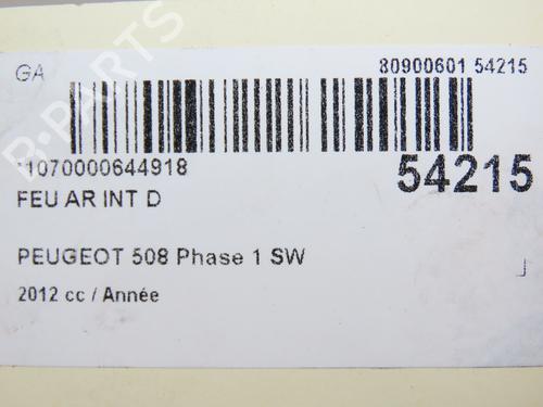Right tailgate light PEUGEOT 508 SW I (8E_) 2.0 HDi | BP28832599C80 