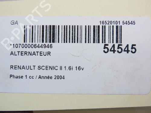 Generator RENAULT SCÉNIC II (JM0/1_) 1.6 (JM0C, JM0J, JM1B) (113 hp) 31077283