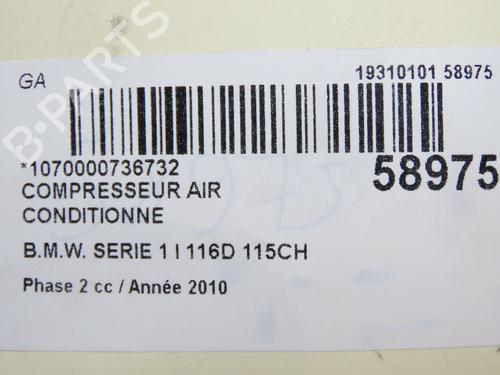 AC compressor BMW 1 (E81) 116 d | BP38608322M34 - Image 9