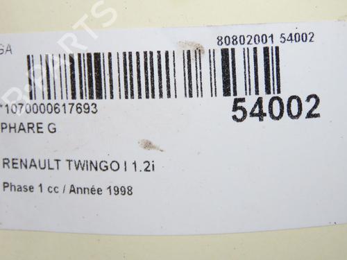 Used Left headlight RENAULT TWINGO I (C06_) 1.2 (C066, C068) (58 hp) 31179753