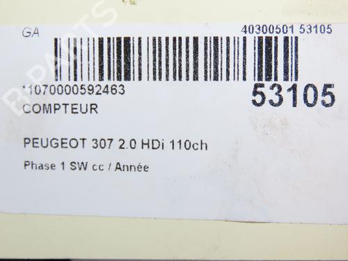 Used Instrument cluster PEUGEOT 307 SW (3H) 2.0 HDI 110 (107 hp) 28830496
