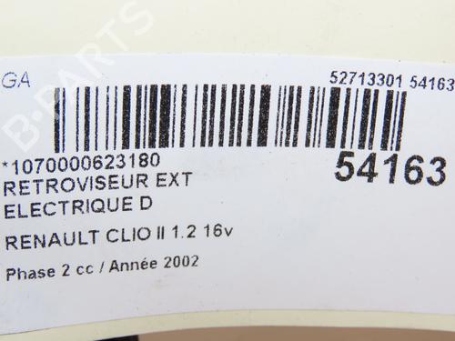 Right mirror RENAULT CLIO II (BB_, CB_) 1.2 16V (BB05, BB0W, BB11, BB27, BB2T, BB2U, BB2V, CB05,... | BP28831395C27 