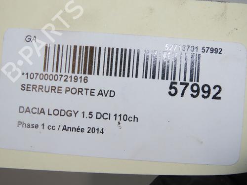 Front right lock DACIA LODGY (JS_) 1.5 dCi (JSMC, JSAF) | BP36310562C97 - Image 5