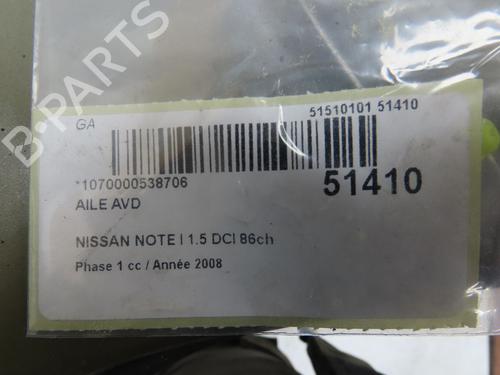 Used Right front fenders NISSAN NOTE (E11, NE11) 1.5 dCi (86 hp) 28830898