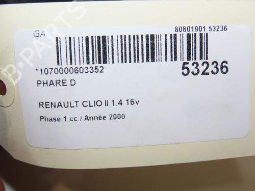 Używane Lampa przednia prawa RENAULT CLIO II (BB_, CB_) 1.4 16V (B/CB0P, BB13) (98 hp) 28969418