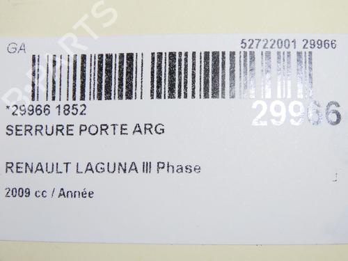 Used Rear left lock RENAULT LAGUNA III Grandtour (KT0/1) 1.5 dCi (KT0A, KT0R, KT02) (110 hp) 9592449