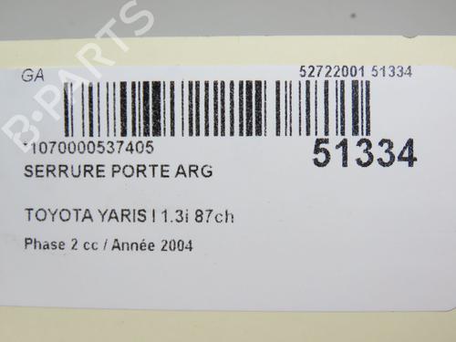 Used Rear left lock TOYOTA YARIS (_P1_) 1.3 (SCP12_, SCP13_, SCP12R, SCP13R) (87 hp) 28831976