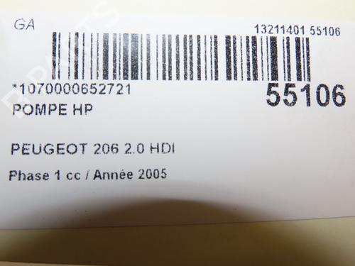 Pompe à injection PEUGEOT 206 Hatchback (2A/C) 2.0 HDI 90 (90 hp) 28828888