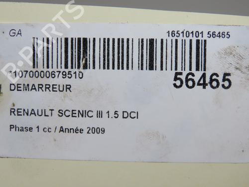 Startmotor Startmotor RENAULT SCÉNIC III (JZ0/1_) 1.5 dCi (110 hp) 37455449 37455449