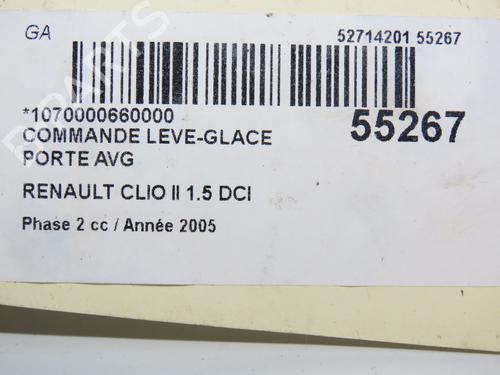 Used Left front window switch RENAULT CLIO II (BB_, CB_) 1.5 dCi (B/CB08) (82 hp) 31120893