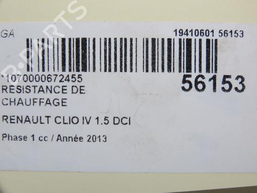Used Heater resistor RENAULT CLIO IV (BH_) 1.5 dCi 90 (90 hp) 31077293