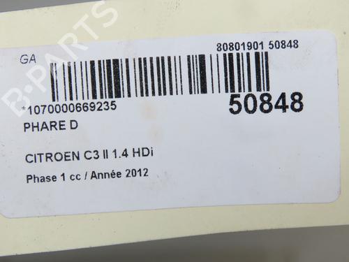 Used Right headlight CITROËN C3 II (SC_) 1.4 HDi 70 (SC8HZC, SC8HR0, SC8HP4) (68 hp) 33008146