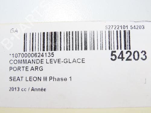 Left rear window switch SEAT LEON (5F1) 1.2 TSI | BP29601123I29 