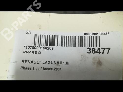 Right headlight RENAULT LAGUNA II (BG0/1_) 1.8 16V (BG04, BG0B, BG0C, BG0V) | BP9608982C29 