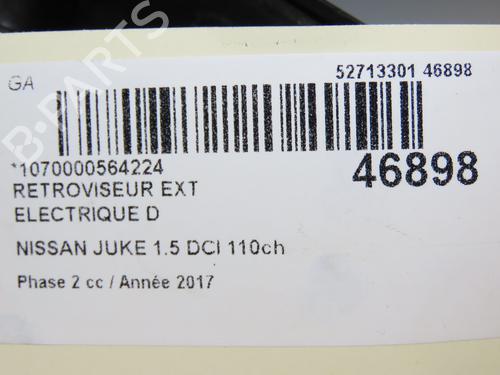 Right mirror NISSAN JUKE (F15) 1.5 dCi | BP19725606C27 