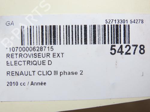 Used Right mirror RENAULT CLIO III Grandtour (KR0/1_) 1.6 16V (KR0B) (112 hp) 28831398