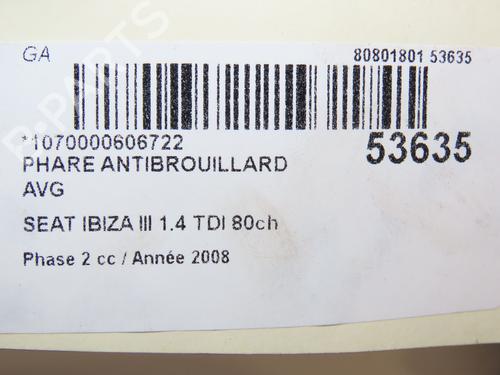 Left front fog light SEAT IBIZA III (6L1) 1.4 TDI | BP28969395C30 