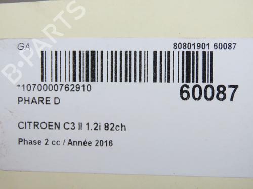 Right headlight CITROËN C3 II (SC_) 1.2 VTi 82 | BP37411098C29  - Image 6