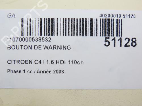 Used Warning switch Warning switch CITROËN C4 I (LC_) 1.6 HDi (109 hp) 20327638 20327638