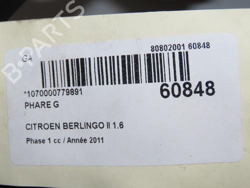 Left headlight CITROËN BERLINGO Box Body/MPV (B9) 1.6 HDi 90 16V | BP38571262C28 - Image 6