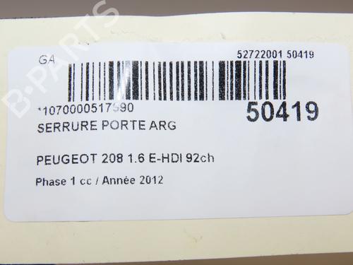 Rear left lock PEUGEOT 208 I (CA_, CC_) 1.6 HDi | BP21799839C100 