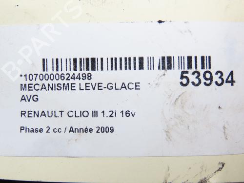 Front left window mechanism RENAULT CLIO III (BR0/1, CR0/1) 1.2 16V (BR02, BR0J, BR11, CR02, CR0J, CR11) | BP31120702C22 