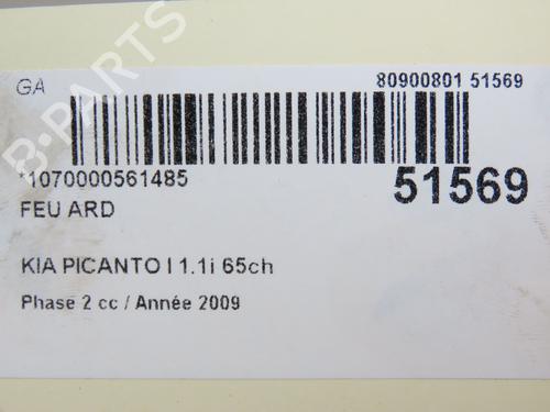 Used Right taillight KIA PICANTO I (SA) 1.1 (65 hp) 23064716