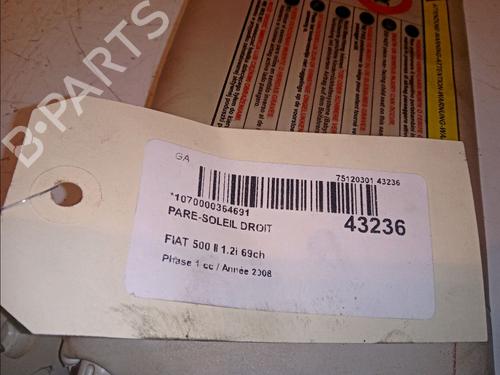 Used Right sun visor FIAT 500 (312_) 1.2 (312AXA1A) (69 hp) 11103843