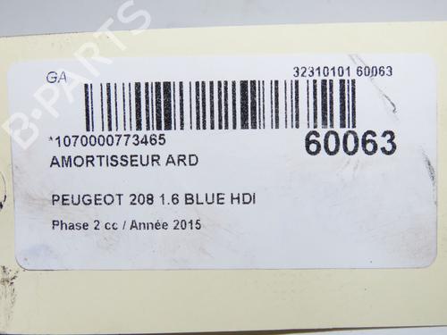 Used Right rear shock absorber Right rear shock absorber PEUGEOT 208 I (CA_, CC_) 1.6 BlueHDi 100 (100 hp) 40437858 40437858