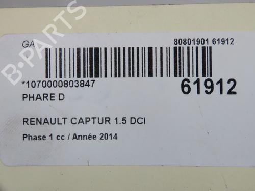 Right headlight RENAULT CAPTUR I (J5_, H5_) 1.5 dCi 90 (J5N4, J5M5, J5MW, J5M6, J5AL, J5AJ) | BP39217385C29 - Image 4
