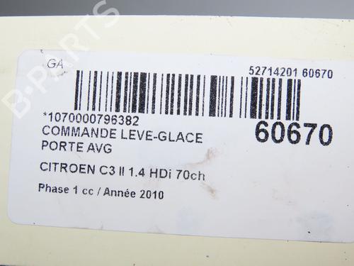 Used Left front window switch Left front window switch CITROËN C3 II (SC_) 1.4 HDi 70 (SC8HZC, SC8HR0, SC8HP4) (68 hp) 40274022 40274022