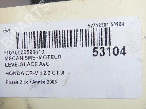 Used Front left window mechanism Front left window mechanism HONDA CR-V II (RD_) 2.2 CTDi (RD9) (140 hp) 39938041 39938041