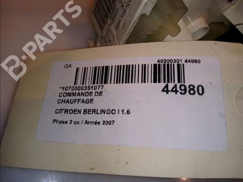Climate control CITROËN BERLINGO / BERLINGO FIRST Box Body/MPV (M_) 1.6 HDI 75 (MB9HW) | BP11824955I5 