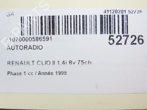 Used Radio RENAULT CLIO II (BB_, CB_) 1.4 (B/CB0C, B/CB0S) (75 hp) 23868963